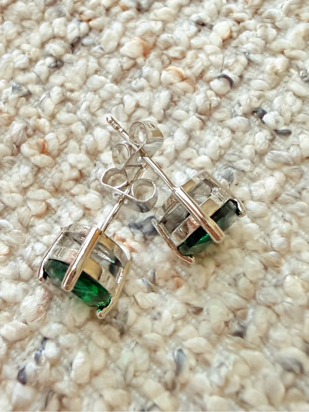 Emerald Green Trillion Stud Earrings - Luxury Jewelry